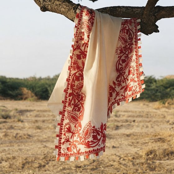Hand-embroidered shawl